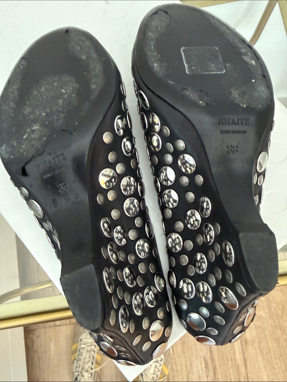 Khaite Cloak Mules Studded Black 7.5 - Picture 7 of 7